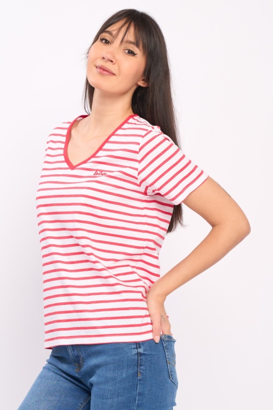 Lee Cooper - Tricou dama maneca scurta cu model in dungi - Img 4