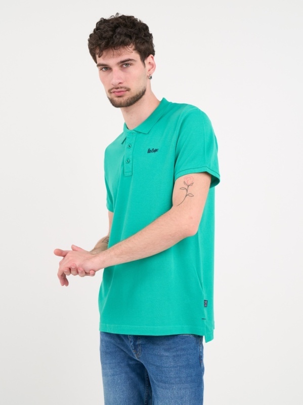 Lee Cooper - Tricou polo barbat de culoare uniforma - Img 5