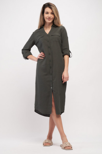 Montecristo - Rochie dama tip camasa cu buzunare si cordon in talie