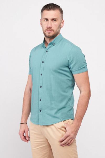 Timeout - Camasa barbat slim din bumbac de culoare uniforma