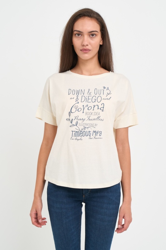 Timeout - Tricou dama maneca scurta cu imprimeu text grafic - Img 6