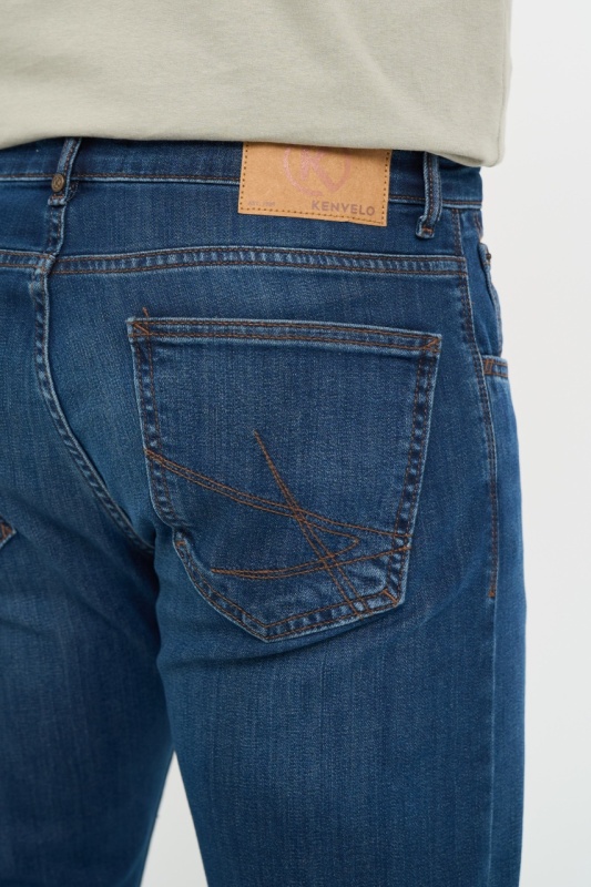 Kenvelo - Blugi barbat slim aspect usor decolorat - Img 3