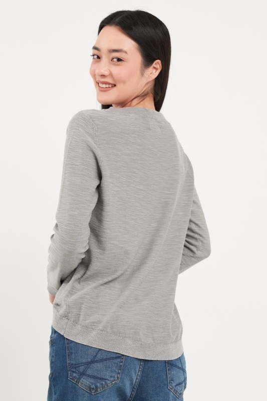 Kenvelo - Pulover dama cu maneca lunga de culoare uniforma - Img 2