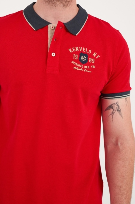 Kenvelo - Tricou barbat polo cu detalii logo - Img 3