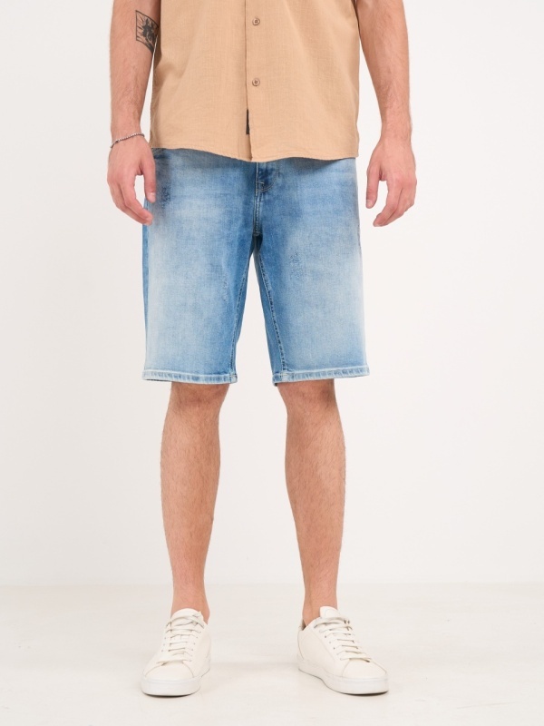 Lee Cooper - Bermude barbat din denim de culoare deschisa - Img 5