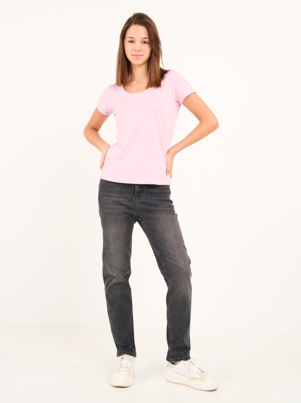 Lee Cooper - Blugi dama girlfriend de culoare inchisa cu aspect decolorat - Img 10