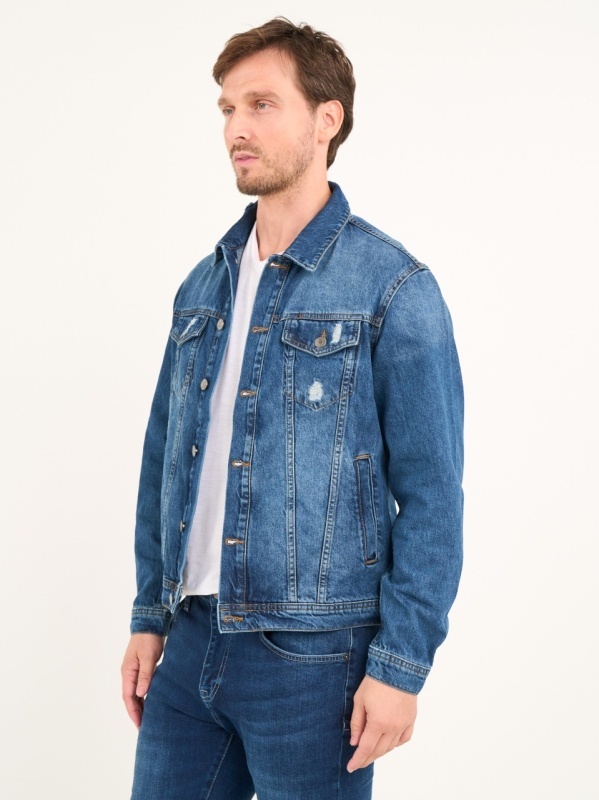 Lee Cooper - Jacheta barbat denim cu buzunare si aspect decolorat - Img 7