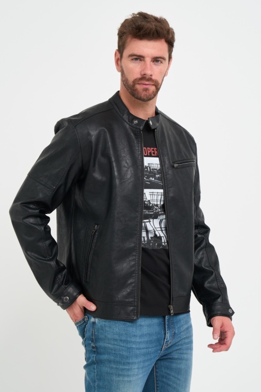 Lee Cooper - Jacheta barbat din piele ecologica cu buzunare - Img 8