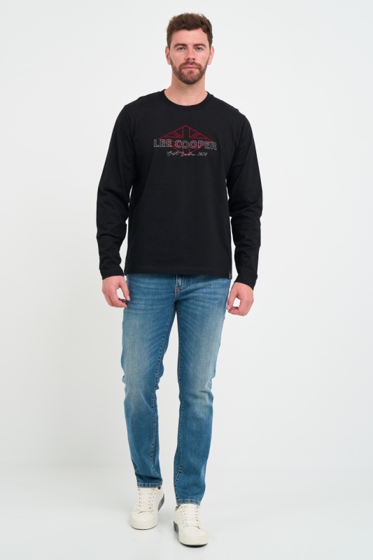 Lee Cooper - Tricou barbat cu maneca lunga cu imprimeu logo - Img 7