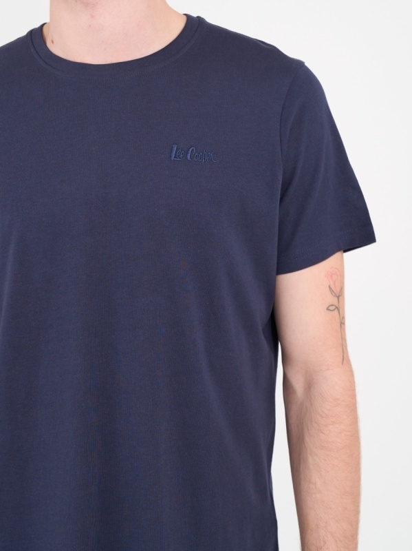 Lee Cooper - Tricou barbat de culoare uniforma cu detalii logo - Img 4