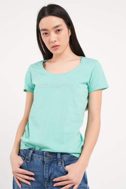 Lee Cooper - Tricou dama cu maneca scurta de culoare uniforma - Img 4