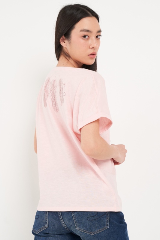 Lee Cooper - Tricou dama cu maneca scurta de culoare uniforma - Img 2