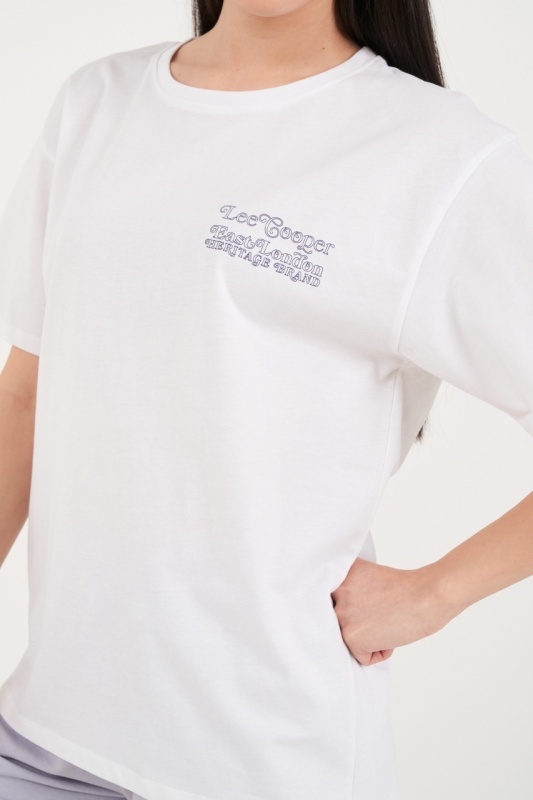 Lee Cooper - Tricou dama de culoare uniforma cu imprimeu text - Img 3