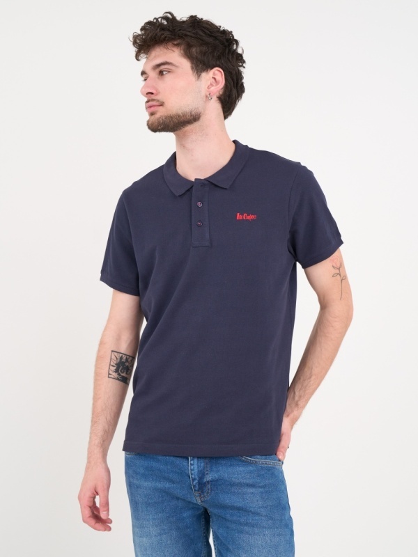 Lee Cooper - Tricou polo barbat de culoare uniforma - Img 6