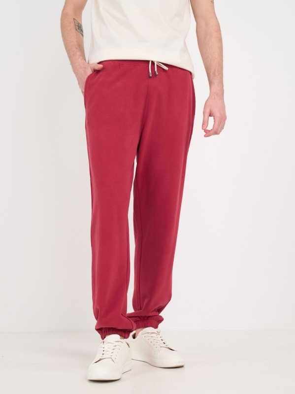 Timeout - Pantaloni lungi barbat sport de culoare uniforma cu detalii logo - Img 8