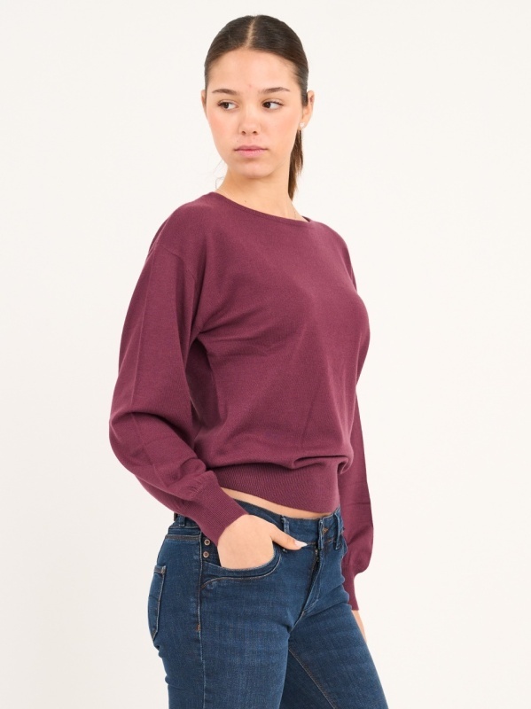 Timeout - Pulover dama cu maneca lunga de culoare uniforma - Img 2