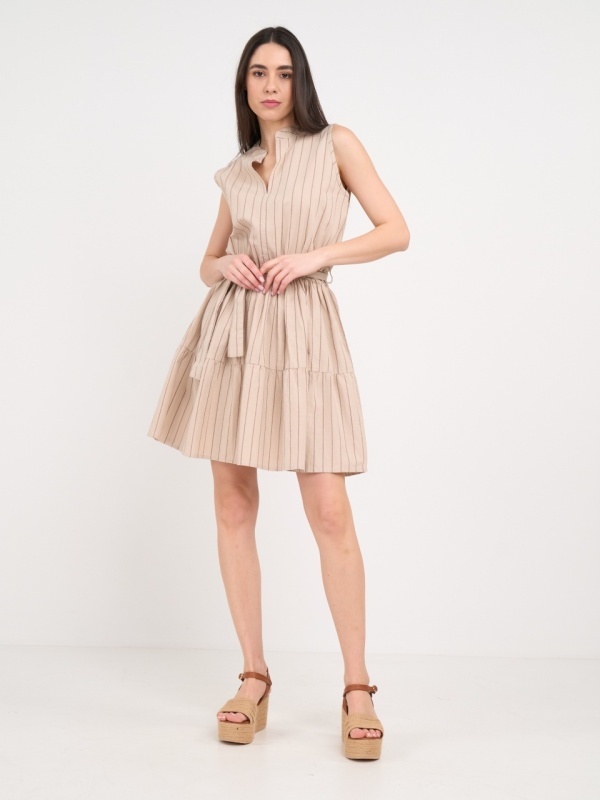 Timeout - Rochie dama de culoare uniforma cu dungi - Img 10