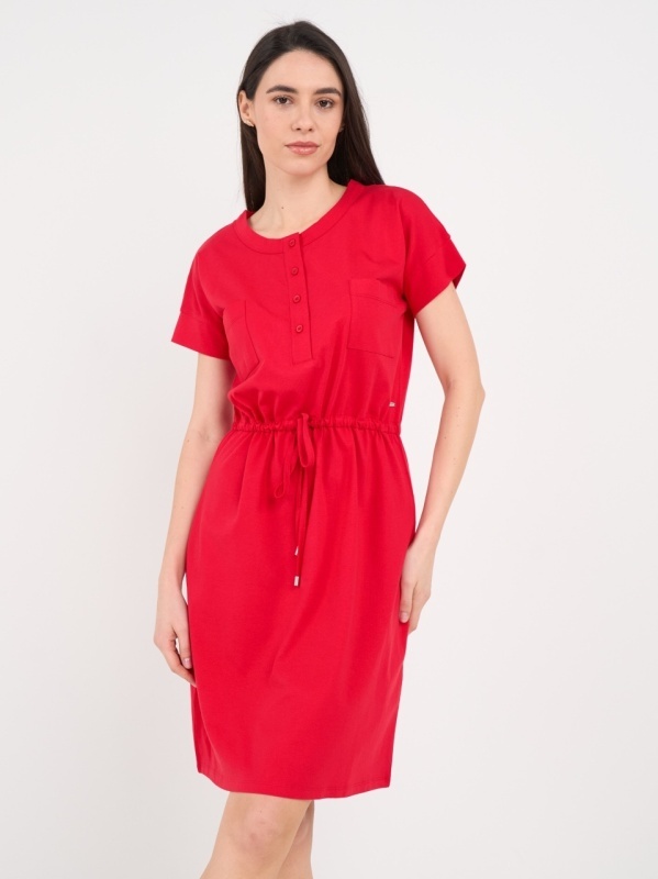 Timeout - Rochie dama de culoare uniforma cu nasturi - Img 2