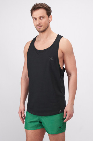 Kenvelo - Tricou barbat fara maneci de culoare uniforma cu logo