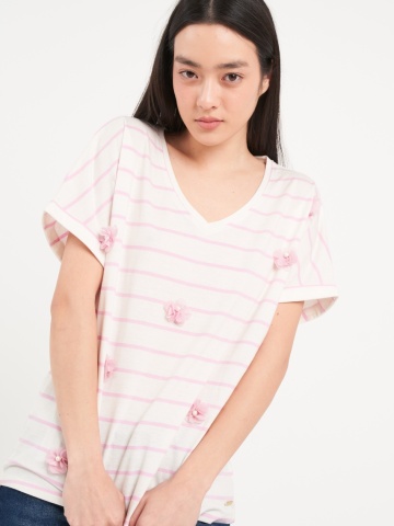 Lee Cooper - Tricou dama cu dungi si detalii - Img 2