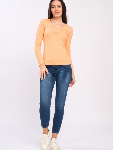 Timeout - Bluza dama de culoare uniforma cu decolteu in V - Img 5