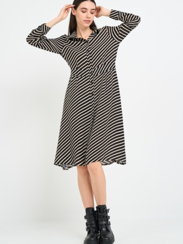 Timeout - Rochie dama de lungime medie cu model in dungi - Img 6