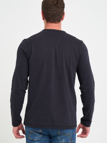 Timeout - Tricou barbat cu maneca lunga de culoare uniforma cu nasturi - Img 4