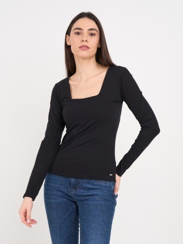 Timeout - Tricou dama cu maneca lunga de culoare uniforma - Img 6