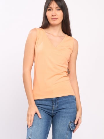 Timeout - Tricou dama fara maneci de culoare uniforma cu logo