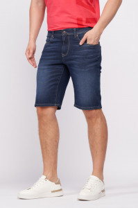 Kenvelo - Bermude barbat din denim de culoare inchisa cu aspect decolorat
