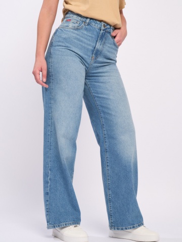 Lee Cooper - Blugi dama wide leg cu aspect decolorat