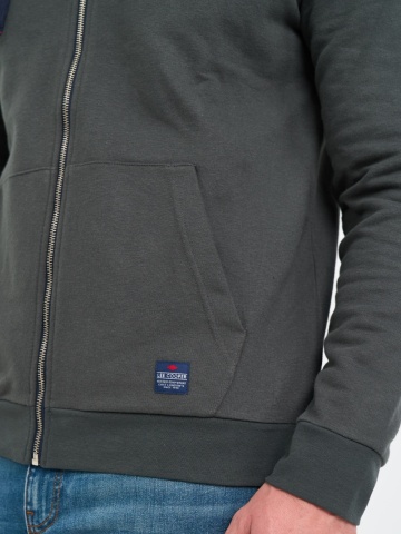 Lee Cooper - Hanorac barbat cu gluga si fermoar cu logo aplicat - Img 2