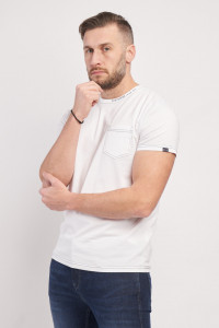Lee Cooper - Tricou barbat cu maneca scurta de culoare uniforma cu buzunar si logo