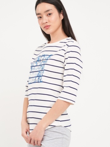 Lee Cooper - Tricou dama cu dungi si imprimeu grafic - Img 6