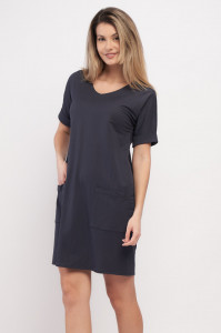 Timeout - Rochie dama cu buzunare de culoare uniforma