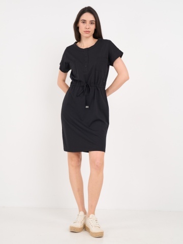 Timeout - Rochie dama de culoare uniforma cu nasturi