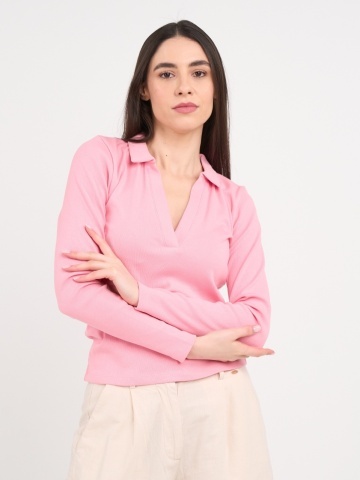 Timeout - Tricou dama cu maneca lunga de culoare uniforma - Img 7