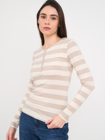 Timeout - Tricou dama cu maneca lunga si dungi - Img 2