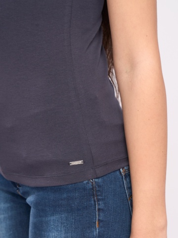 Timeout - Tricou dama de culoare uniforma cu logo metalic aplicat - Img 2