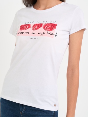 Timeout - Tricou dama maneca scurta cu imprimeu grafic floral - Img 3