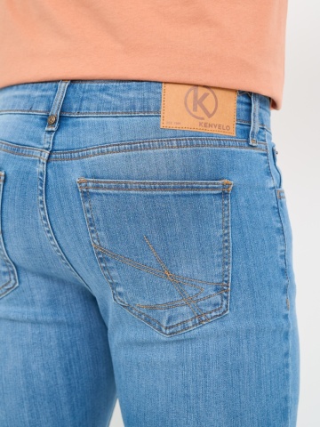 Kenvelo - Blugi barbat slim de culoare deschisa si usor decolorati - Img 2