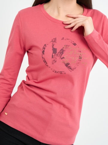 Kenvelo - Tricou dama cu maneca lunga si imprimeu logo - Img 3
