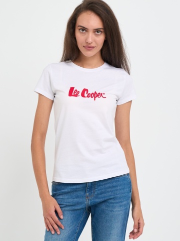 Lee Cooper - Tricou dama cu maneca scurta si logo aplicat