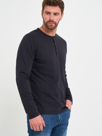 Timeout - Tricou barbat cu maneca lunga de culoare uniforma cu nasturi - Img 6