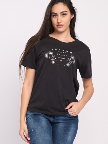 Timeout - Tricou dama cu imprimeu detalii text
