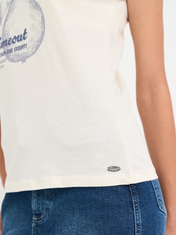 Timeout - Tricou dama cu logo si imprimeu grafic - Img 2
