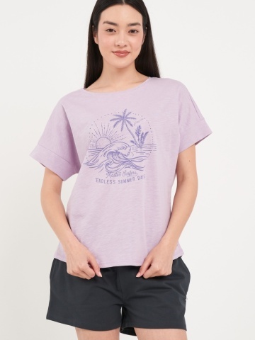 Timeout - Tricou dama de culoare uniforma cu imprimeu grafic - Img 6