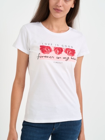 Timeout - Tricou dama maneca scurta cu imprimeu grafic floral - Img 4