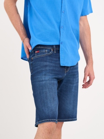 Lee Cooper - Bermude barbat din denim de culoare inchisa - Img 2
