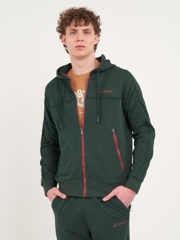 Lee Cooper - Hanorac barbat cu gluga si fermoar cu logo aplicat